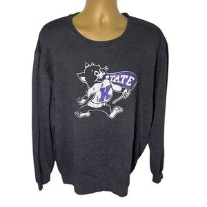 Kansas State Wildcats Graphic Sweatshirt Retro Willie Mascot Charcoal XXL